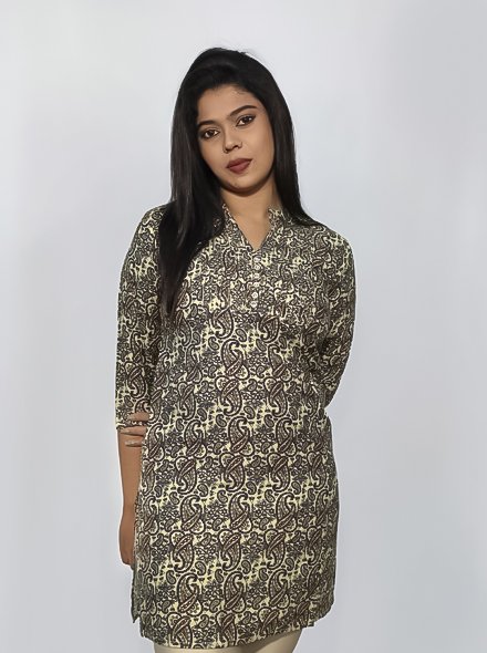 Paisley Print Kurti with Pin Tuck Detail - Short & Sweet